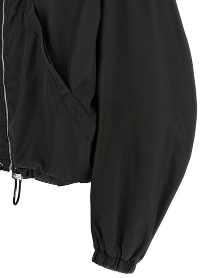 Hooded Bomber Jacket by The Attico for women in nylon black features an contemporary silhouette, showcasing a sophisticated and contemporary hooded for a truly refined look.