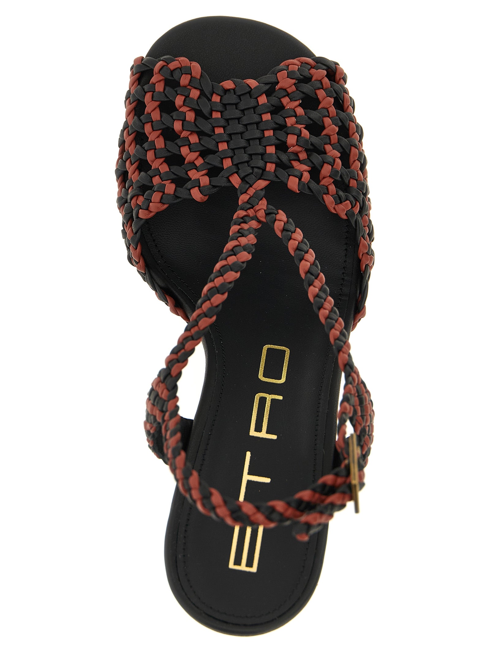 Stiletto Sandals by Etro for women in polyethylene polyurethane leather brown presents a sculptural silhouette, showcasing the Women's Polyethylene Polyurethane Leather Stiletto Sandals design with a sculptural stiletto and for a premium look.