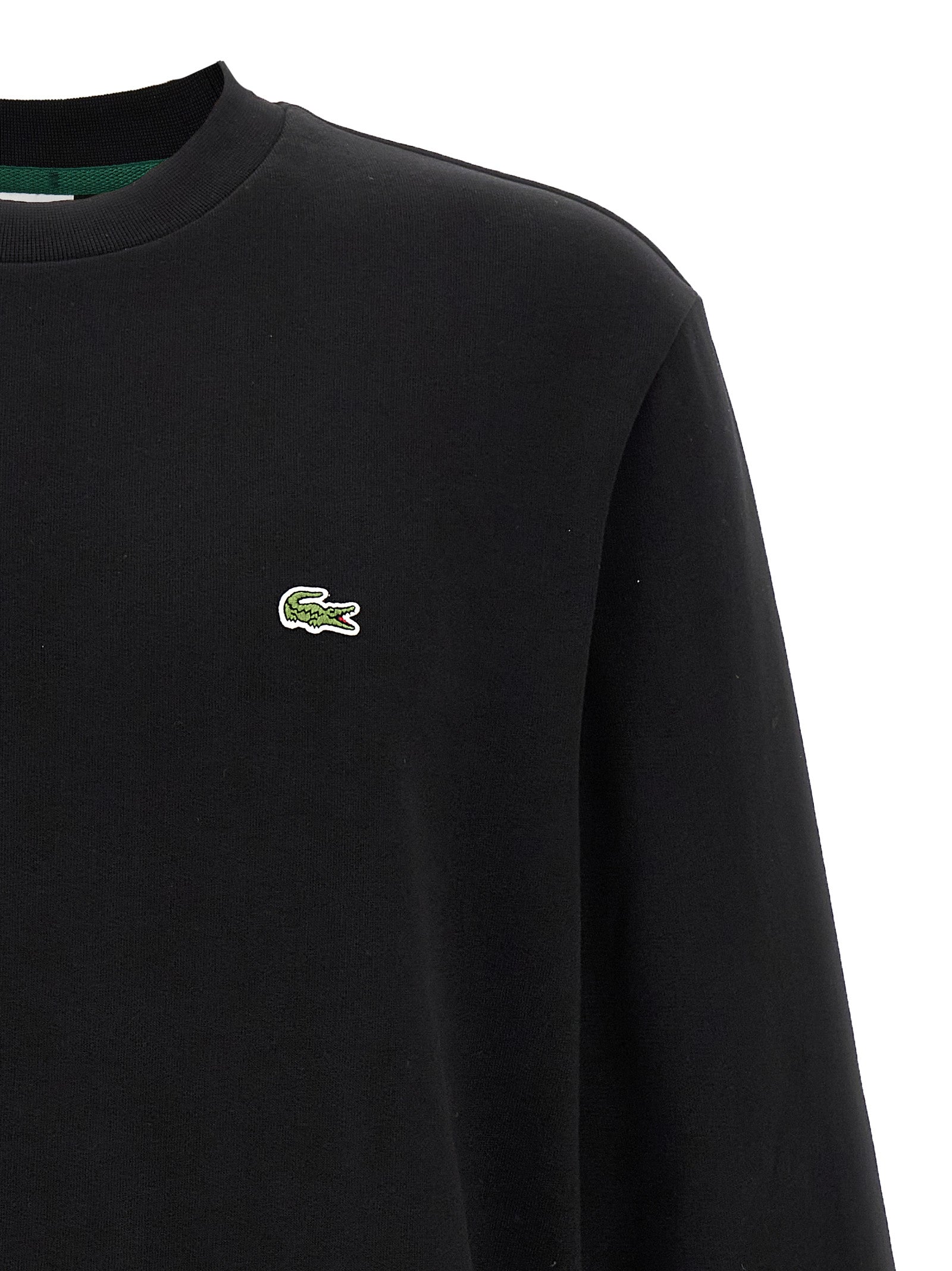 Sweatshirt by Lacoste for men in cotton polyester black features an enviable silhouette, showcasing a premium and refined crew neckline for a truly enviable finish.