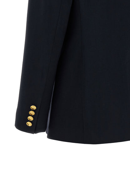 This Blazer by Polo Ralph Lauren for women in wool blue presents a tailored silhouette, meticulously tailored with a tailored and distinctive for a tailored finish.