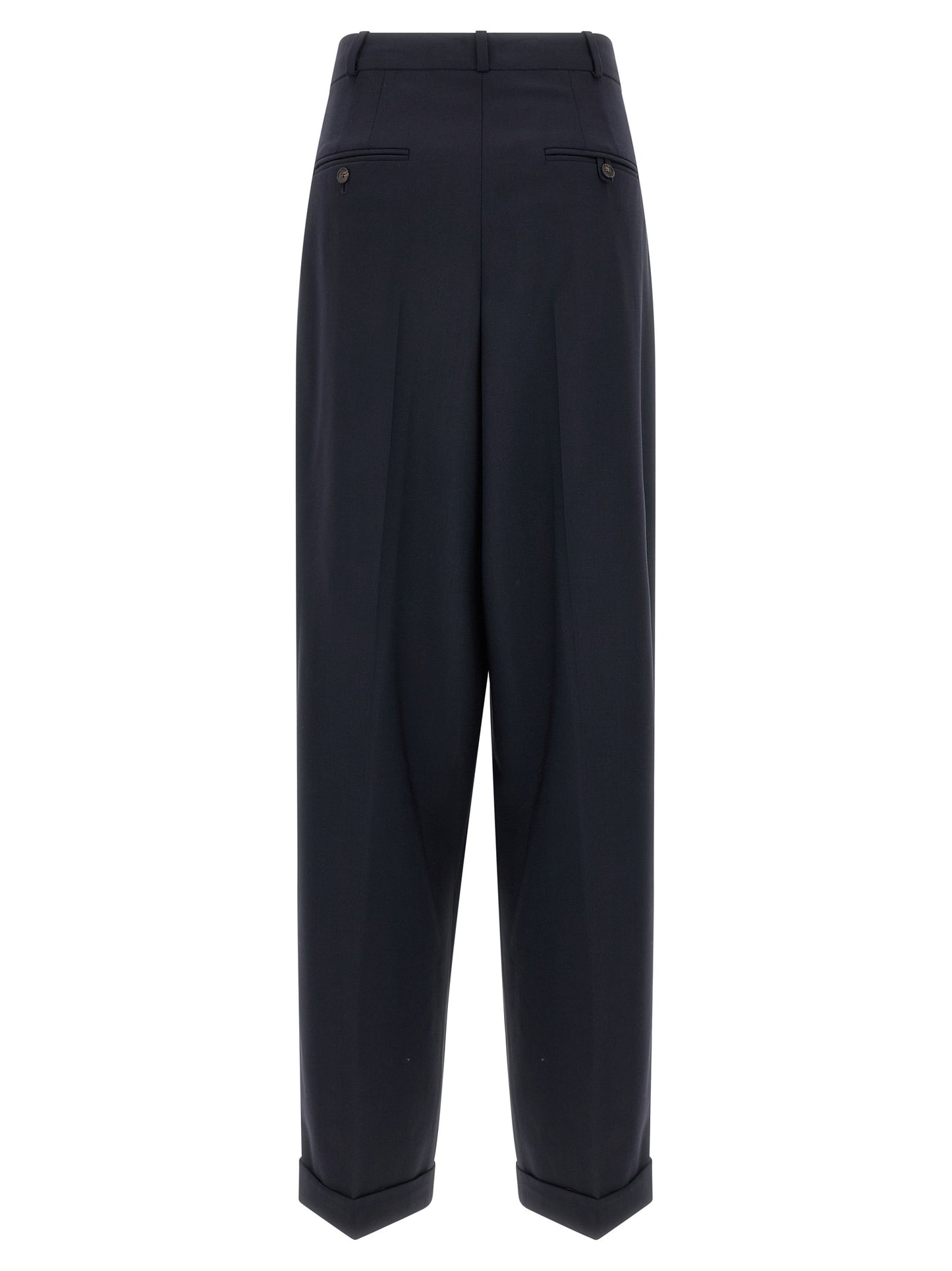 Trousers by Polo Ralph Lauren for women in wool blue features a tailored silhouette with a tailored wide, defined by its long and a sophisticated .