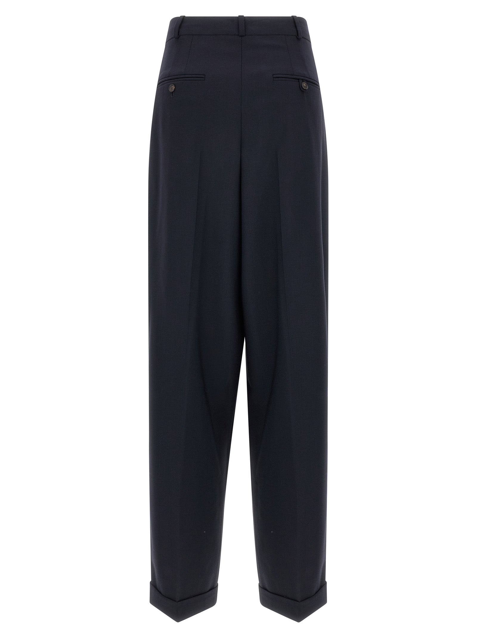 Trousers by Polo Ralph Lauren for women in wool blue features a tailored silhouette with a tailored wide, defined by its long and a sophisticated .