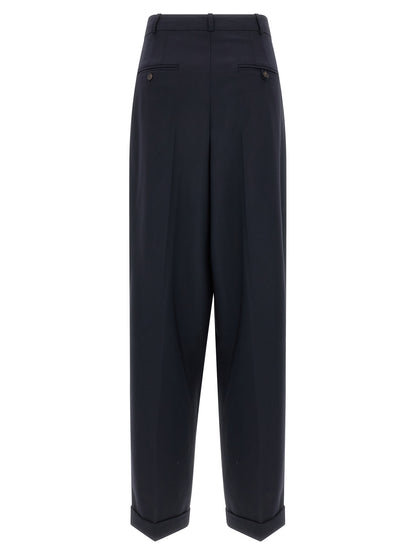 Trousers by Polo Ralph Lauren for women in wool blue features a tailored silhouette with a tailored wide, defined by its long and a sophisticated .
