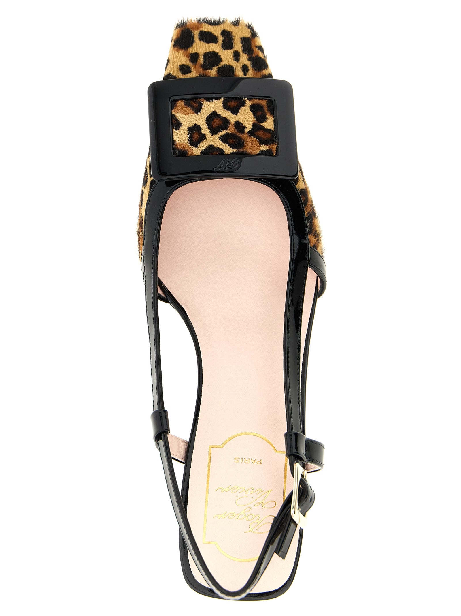 Mid-Heel Slingback Pumps Heels by Roger Vivier for women in calf hair & patent calfskin leather multicolor & signature features an effortlessly chic silhouette from the Women's Calf Hair & Patent Calfskin Leather Mid-Heel Slingback Pumps Heels collection, showcasing a mid-heel and effortlessly chic square toe style for a effortlessly chic look.