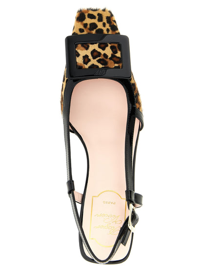 Mid-Heel Slingback Pumps Heels by Roger Vivier for women in calf hair & patent calfskin leather multicolor & signature features an effortlessly chic silhouette from the Women's Calf Hair & Patent Calfskin Leather Mid-Heel Slingback Pumps Heels collection, showcasing a mid-heel and effortlessly chic square toe style for a effortlessly chic look.