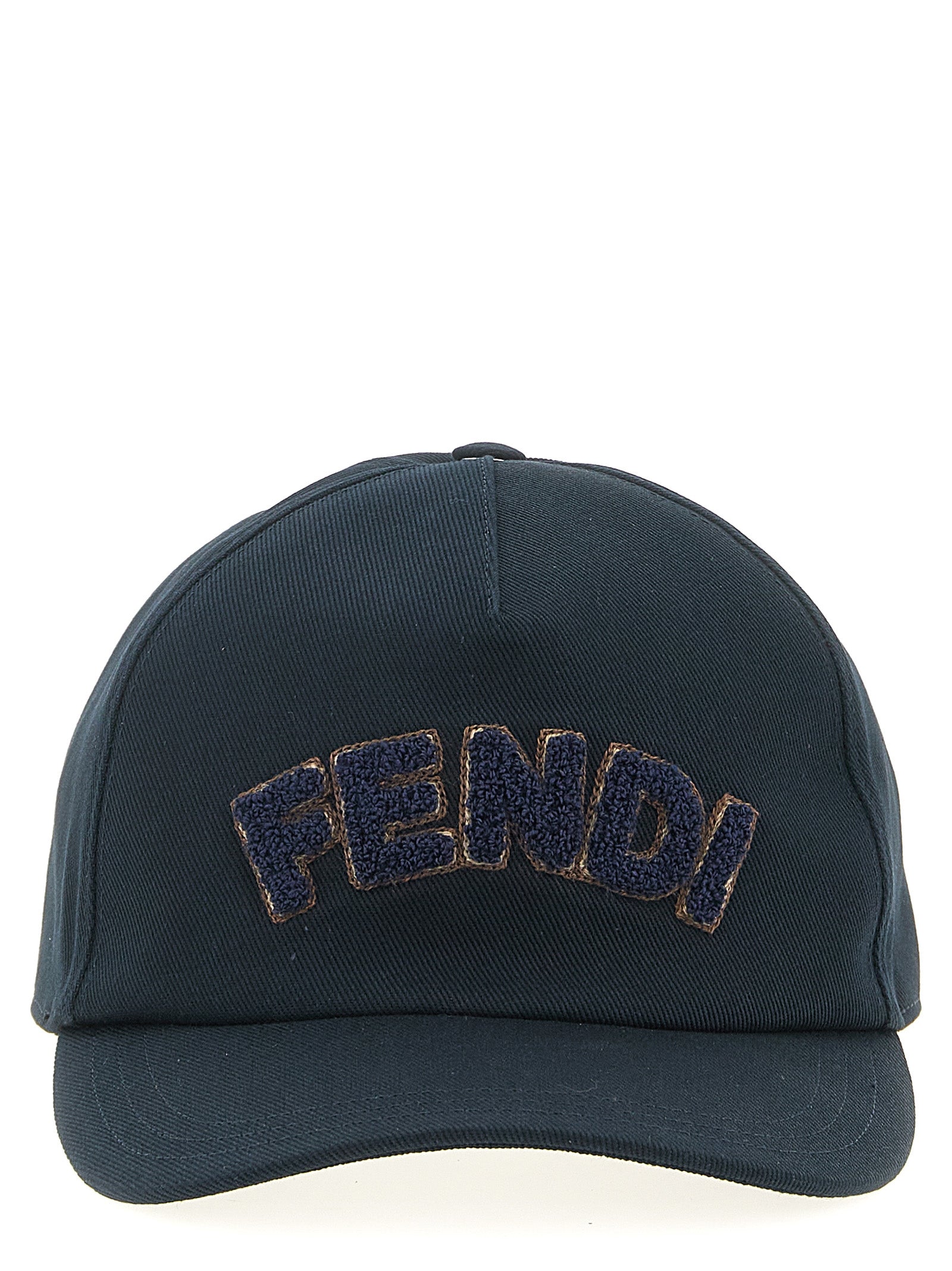 Baseball Cap by Fendi for men in terrycloth cotton canvas blue features a distinguished silhouette, artfully capturing the essence of the distinguished Terrycloth Cotton Canvas Baseball Cap design with a sophisticated style.