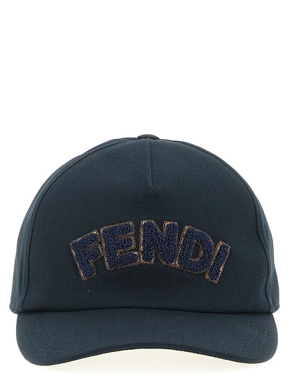 Baseball Cap by Fendi for men in terrycloth cotton canvas blue features a distinguished silhouette, artfully capturing the essence of the distinguished Terrycloth Cotton Canvas Baseball Cap design with a sophisticated style.