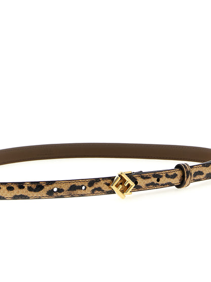 Belt by Fendi for women in leather & velvet animal, multicolor & print features an artisanal silhouette, showcasing the artisanal craftsmanship of the Ff Diamonds Leather & Velvet Belt collection for a artisanal finish.