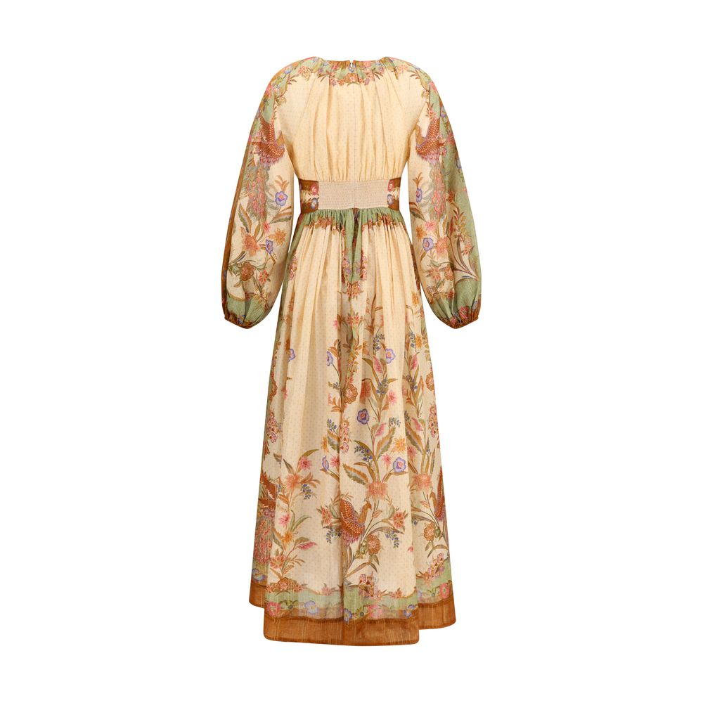 Dress by Zimmermann for women in silk & cotton multicolor & patterned features an cute silhouette, detailed with a and that elegantly flows into a cute maxi long.