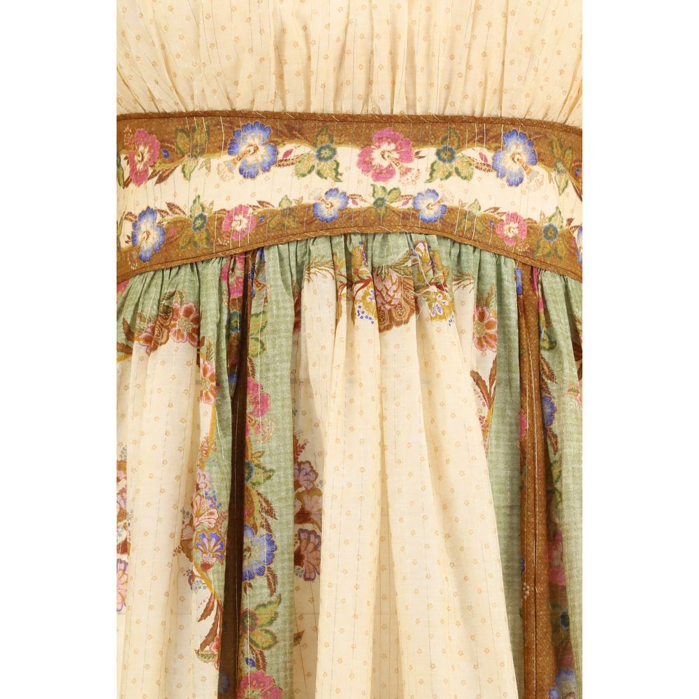 Dress by Zimmermann for women in silk & cotton multicolor & patterned presents a sinuous silhouette, showcasing a sophisticated and detailed with a sinuous maxi long for a refined finish.
