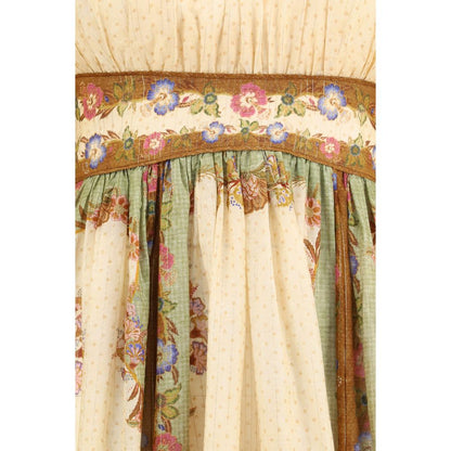 Dress by Zimmermann for women in silk & cotton multicolor & patterned presents a sinuous silhouette, showcasing a sophisticated and detailed with a sinuous maxi long for a refined finish.