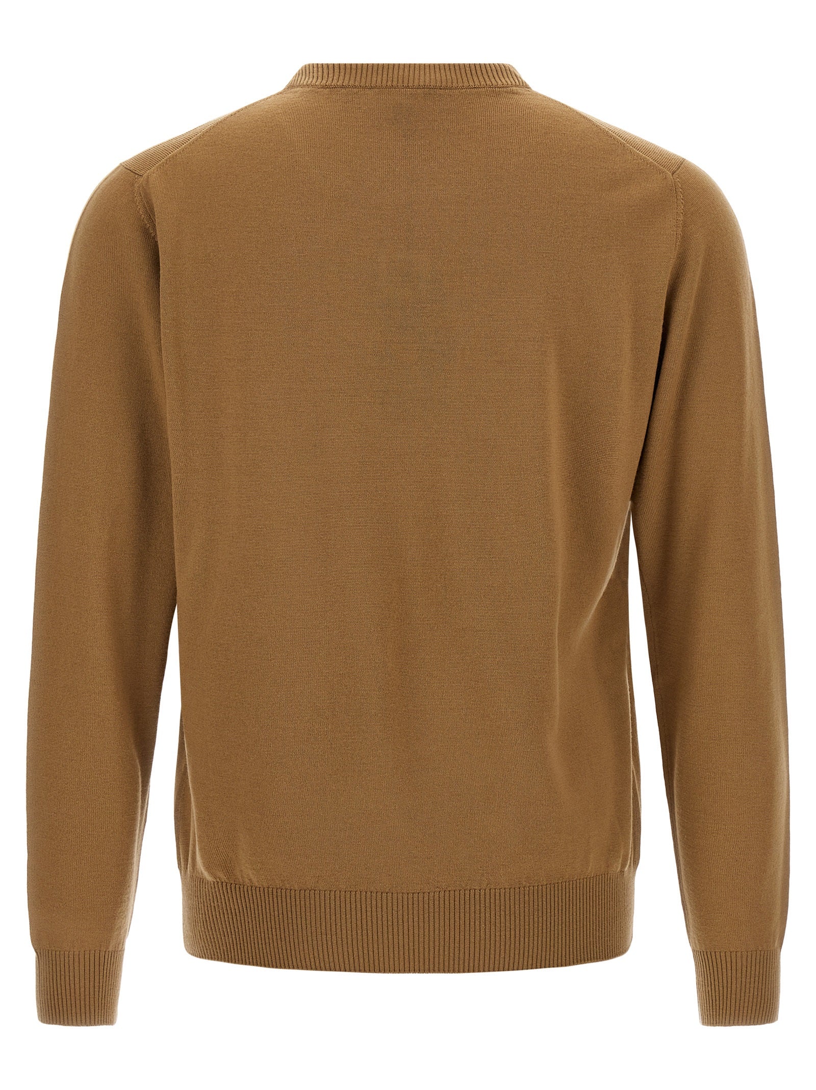 Cardigan by Fendi for men in virgin wool beige features an impeccable silhouette, showcasing a sophisticated crew neckline and detail for a truly impeccable finish.