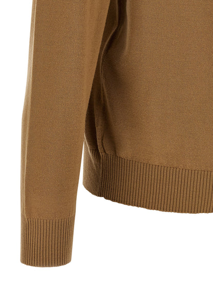 Cardigan by Fendi for men in virgin wool beige presents a textural silhouette, artfully finished with a textural and for a sophisticated, textural look.