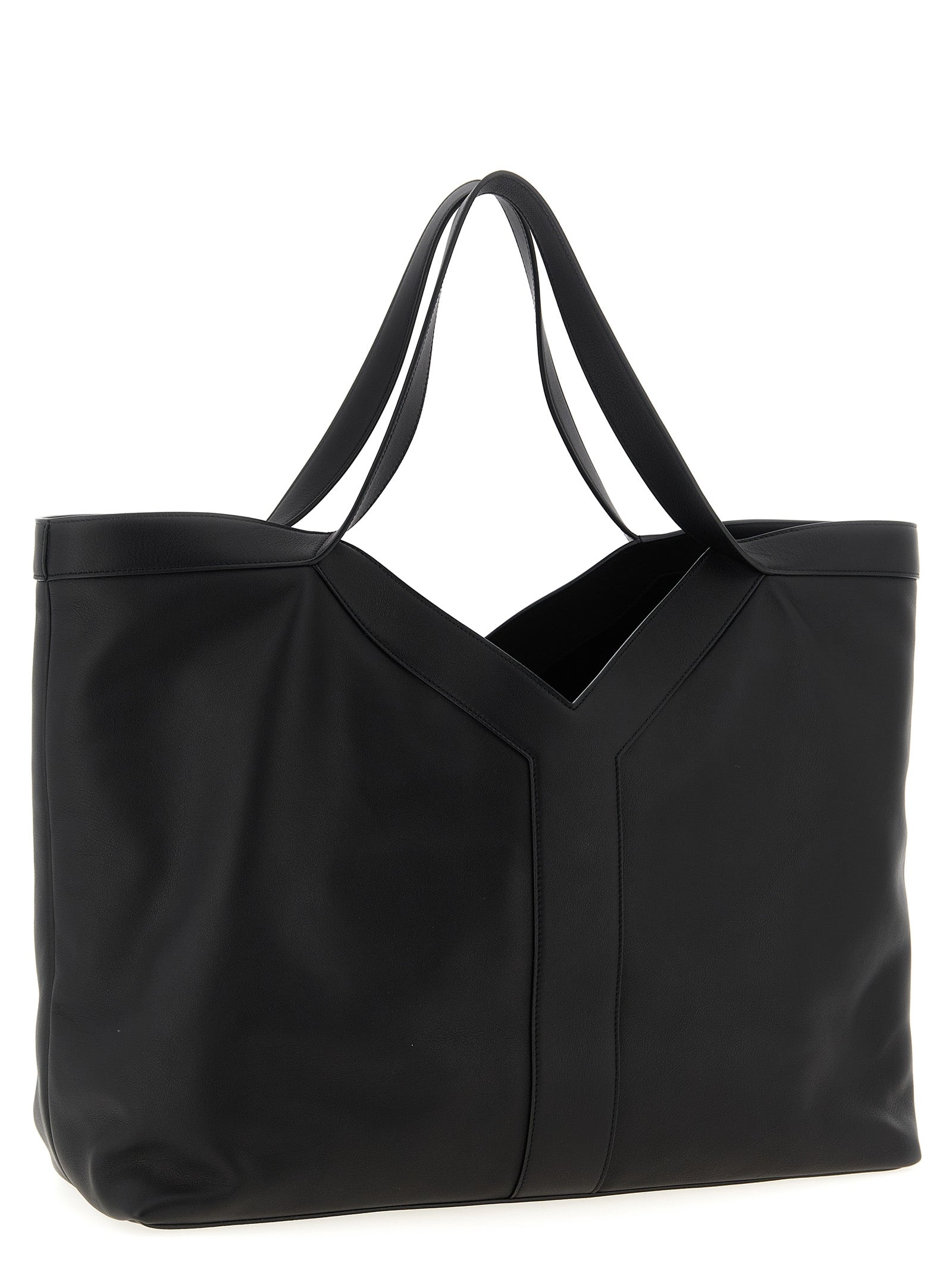 Large Shopper Tote Bag by Saint Laurent for men in suede calfskin leather black features an sumptuous Suede Calfskin Leather Large Shopper Tote Bag design with a secure snap & hook, ample , and versatile handle for an sumptuous finish.