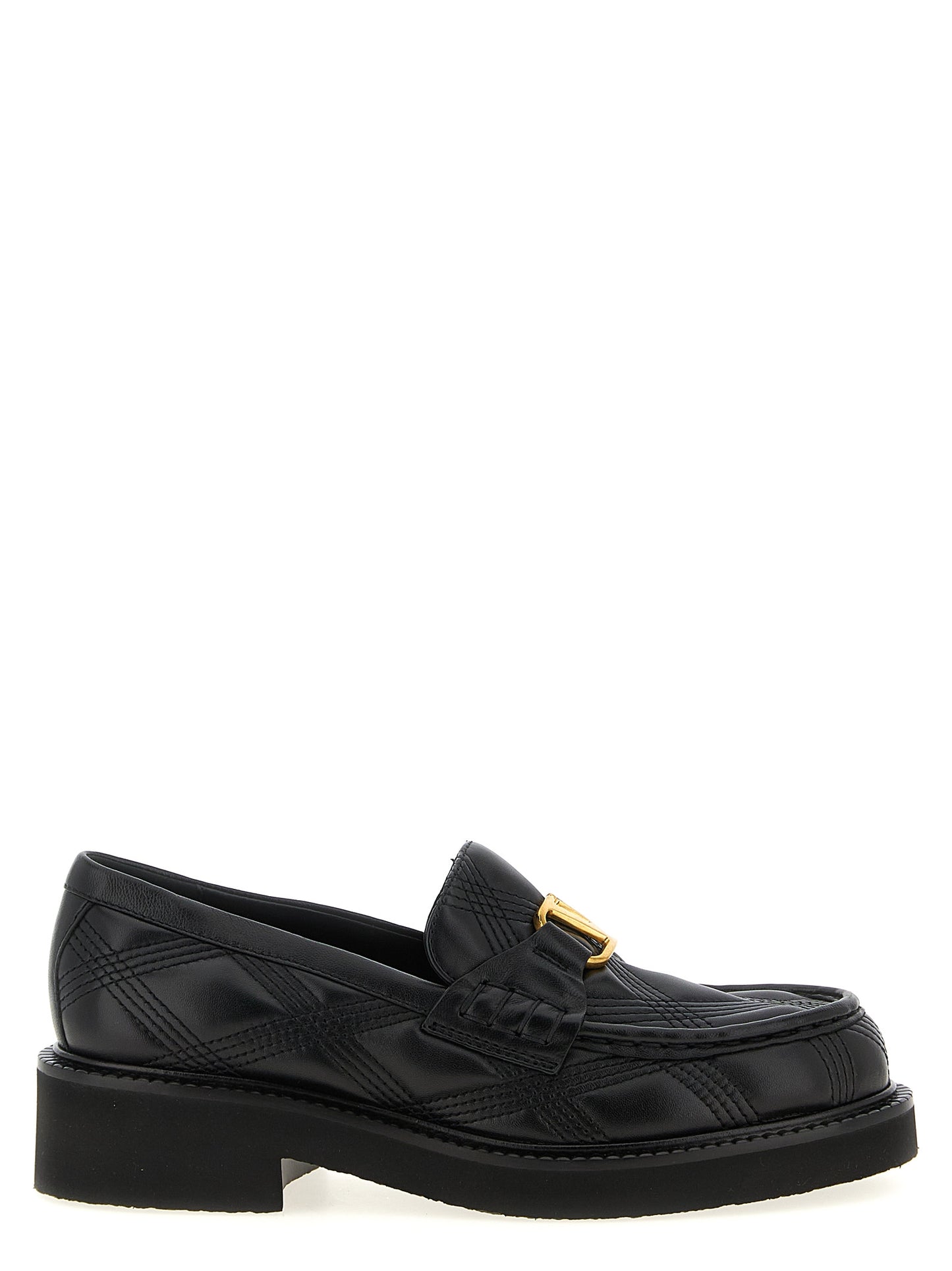 Flat Loafer Slip-On Shoes by Valentino Garavani for women in lamb leather black & signature features an dynamic silhouette from the V Logo Women's Lamb Leather Flat Loafer Slip-On Shoes collection, defined by a dynamic and flat for a dynamic look.
