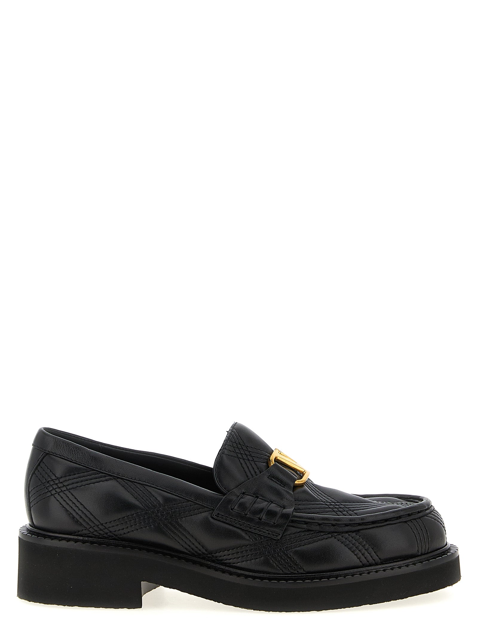 Flat Loafer Slip-On Shoes by Valentino Garavani for women in lamb leather black & signature features an dynamic silhouette from the V Logo Women's Lamb Leather Flat Loafer Slip-On Shoes collection, defined by a dynamic and flat for a dynamic look.