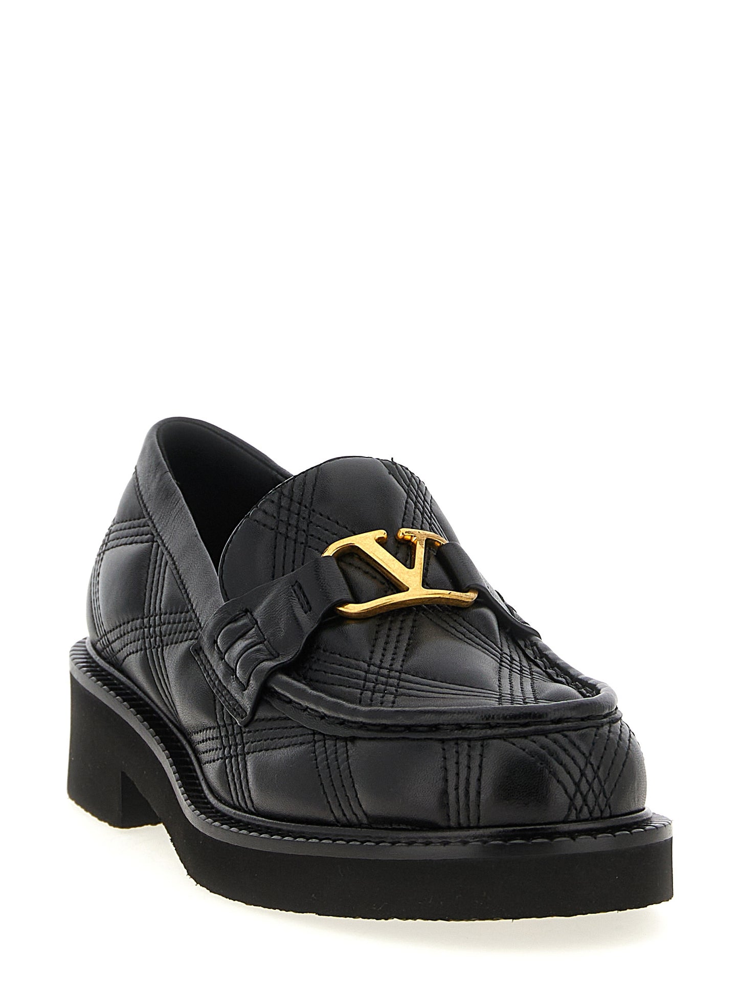 Flat Loafer Slip-On Shoes by Valentino Garavani for women in lamb leather black & signature showcases a impeccable silhouette as V Logo Women's Lamb Leather Flat Loafer Slip-On Shoes, artfully designed with a impeccable flat and refined for a impeccable finish.