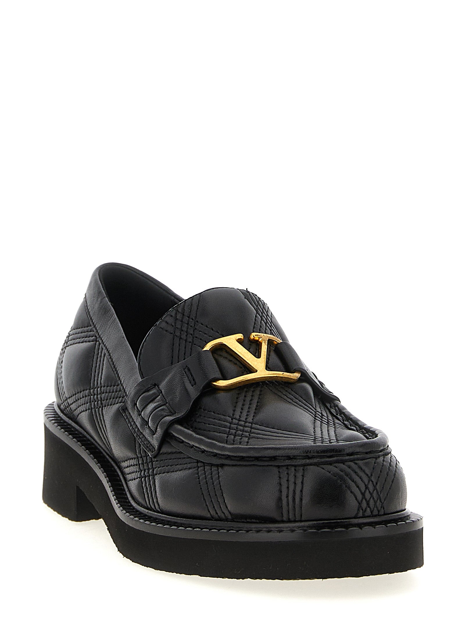 Flat Loafer Slip-On Shoes by Valentino Garavani for women in lamb leather black & signature showcases a impeccable silhouette as V Logo Women's Lamb Leather Flat Loafer Slip-On Shoes, artfully designed with a impeccable flat and refined for a impeccable finish.