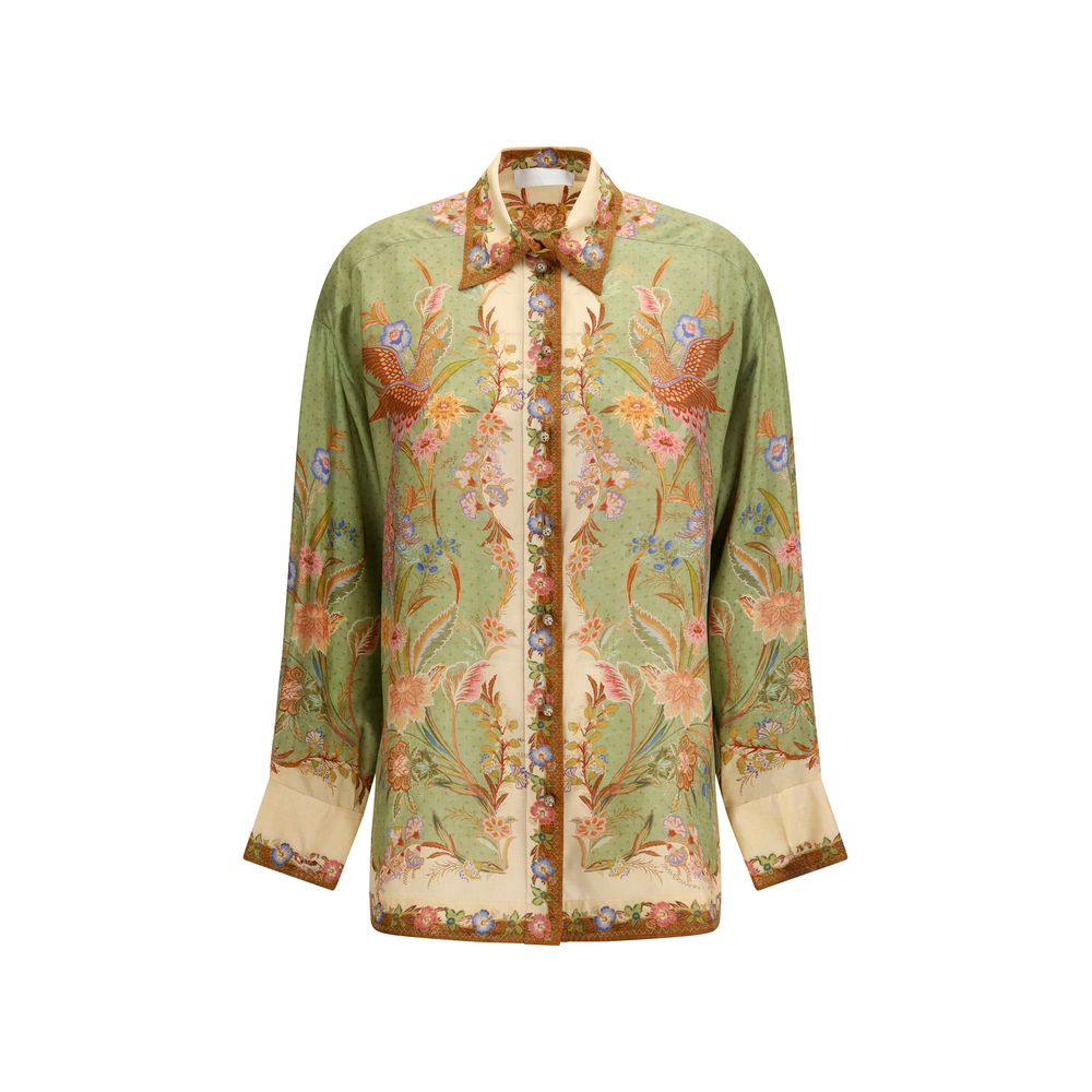 Shirt by Zimmermann for women in silk multicolor & patterned, featuring a nuanced long-sleeve and nuanced for a sophisticated finish.