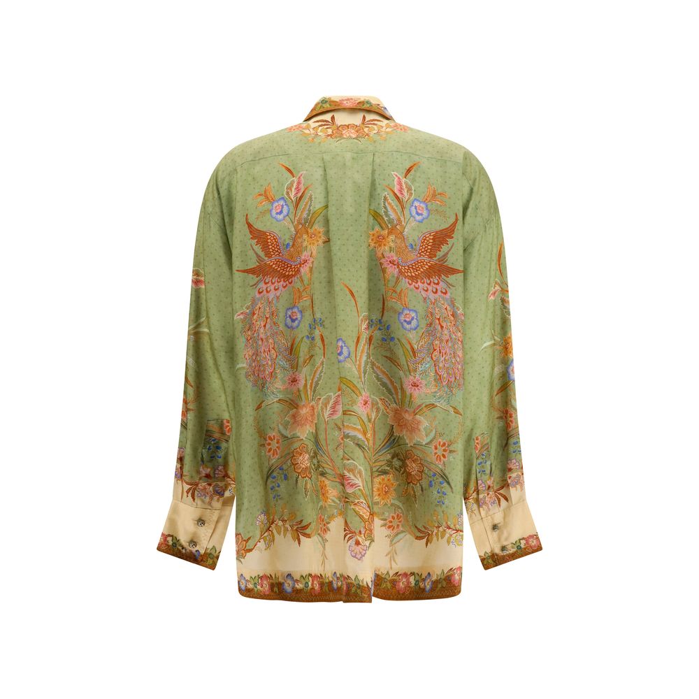 Shirt by Zimmermann for women in silk multicolor & patterned showcases a sharp silhouette, elegantly detailed with a sharp and sharp .