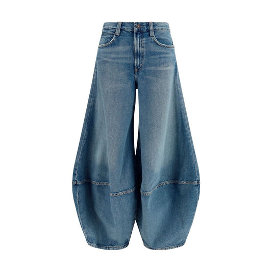 Jeans by Agolde for women in denim cotton blue presents a tailored silhouette, showcasing a tailored relaxed-fit & oversized and long cut with a refined mid rise for a truly tailored aesthetic.