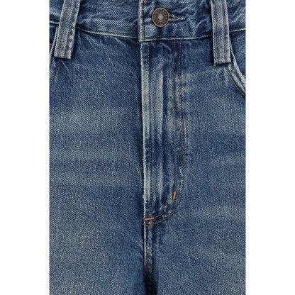Jeans by Agolde for women in denim cotton blue features a polished silhouette with a polished relaxed-fit & oversized, reaching a polished long and finished with a polished mid rise.