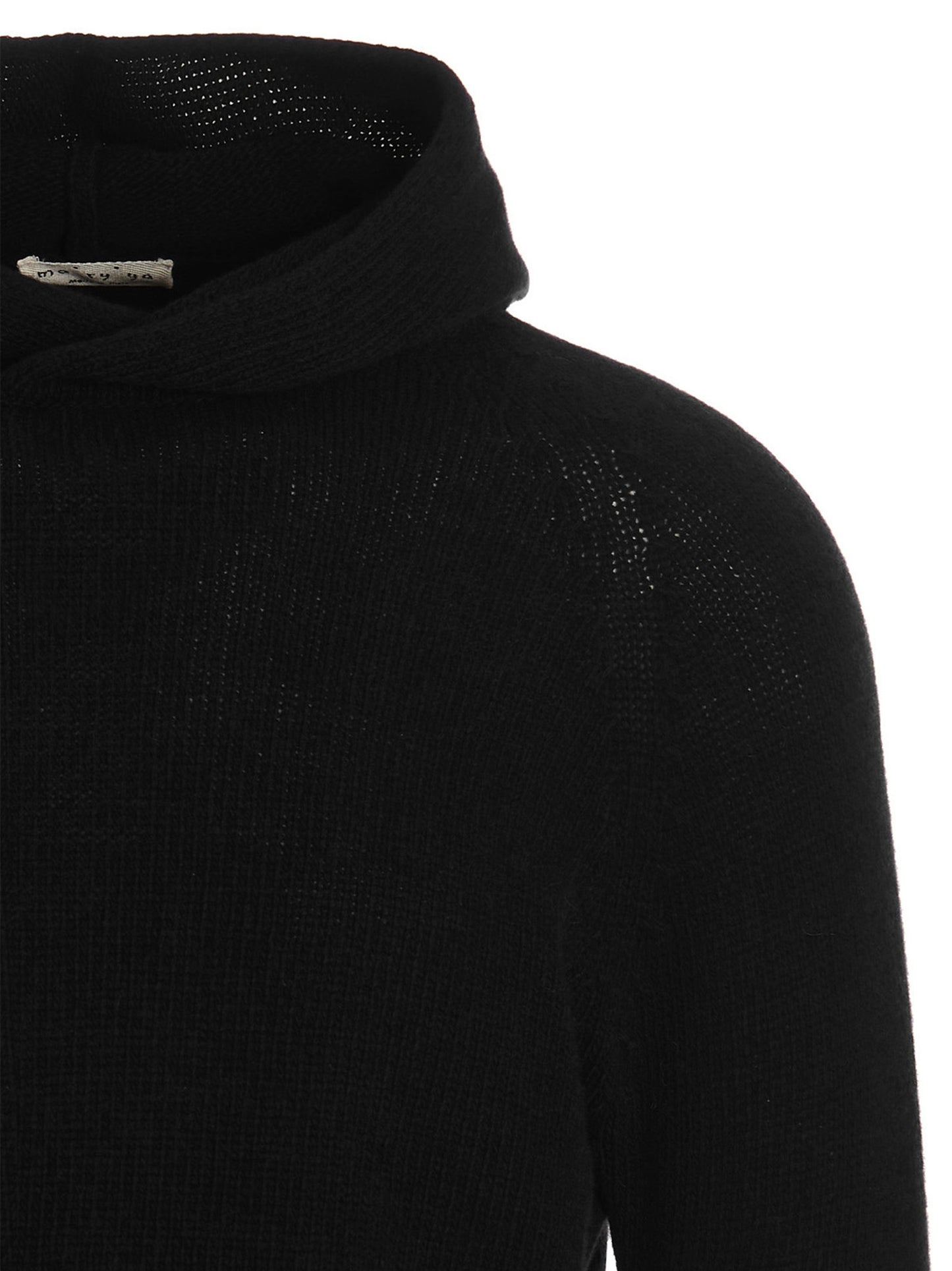Hooded Cardigan by MA'RY'YA for men in cashmere modacrylic & virgin wool black showcases a captivating silhouette, artfully detailed with a captivating and hooded neckline for a truly sophisticated captivating look.