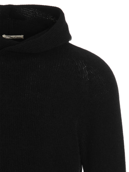 Hooded Cardigan by MA'RY'YA for men in cashmere modacrylic & virgin wool black showcases a captivating silhouette, artfully detailed with a captivating and hooded neckline for a truly sophisticated captivating look.