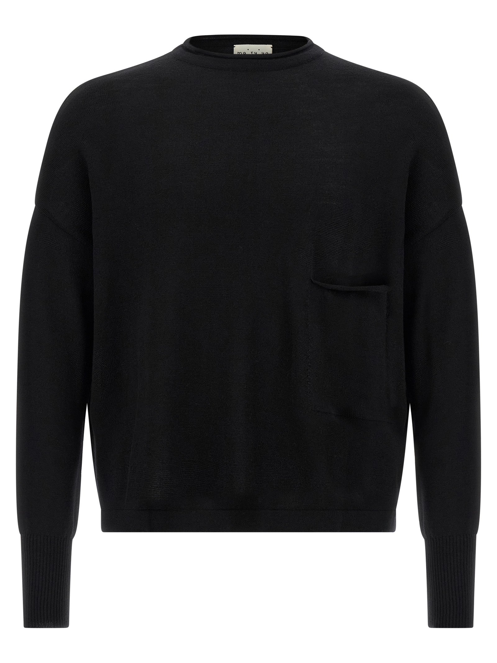 Cardigan by MA'RY'YA for men in modacrylic virgin wool black presents a textural silhouette, artfully finished with a textural crew neckline and long-sleeve for a sophisticated, textural look.