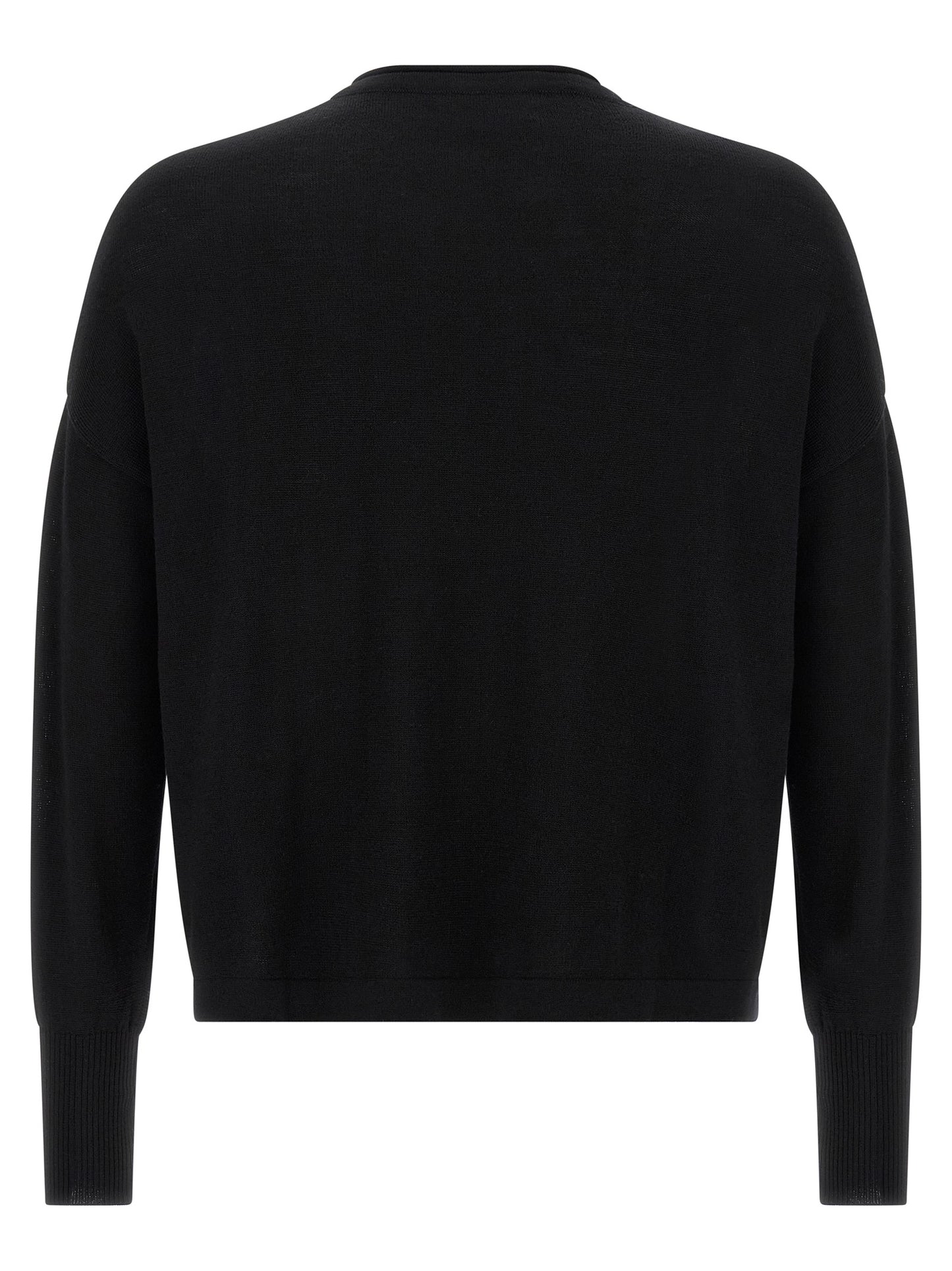Cardigan by MA'RY'YA for men in modacrylic virgin wool black features an impeccable silhouette, showcasing a sophisticated crew neckline and detail for a truly impeccable finish.