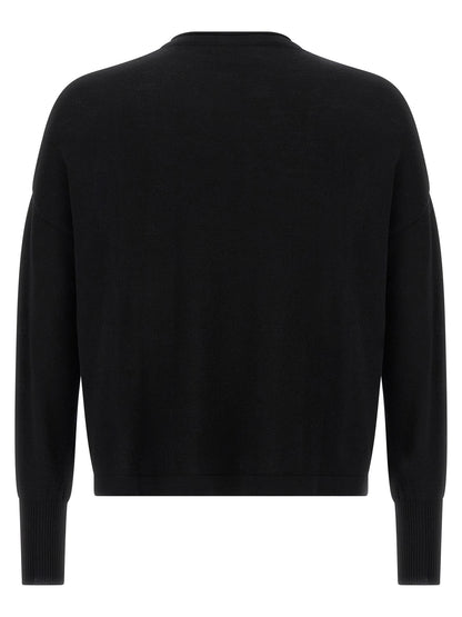 Cardigan by MA'RY'YA for men in modacrylic virgin wool black features an impeccable silhouette, showcasing a sophisticated crew neckline and detail for a truly impeccable finish.