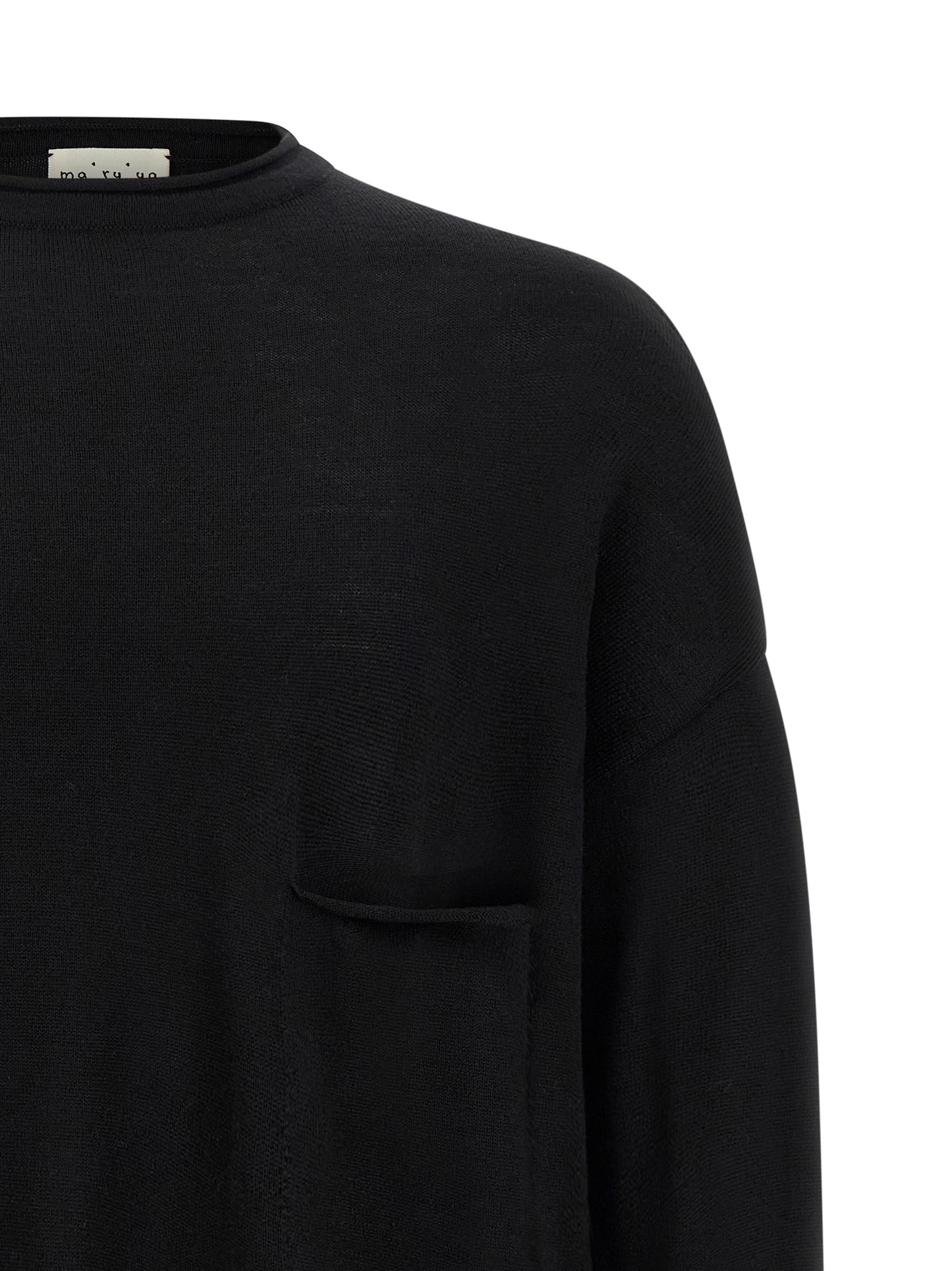 Cardigan by MA'RY'YA for men in modacrylic virgin wool black features a nuanced silhouette with a refined crew neckline and nuanced detailing for a sophisticated look.
