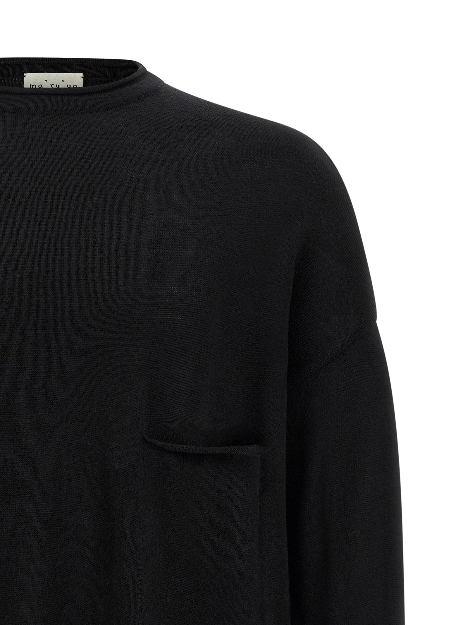 Cardigan by MA'RY'YA for men in modacrylic virgin wool black features a nuanced silhouette with a refined crew neckline and nuanced detailing for a sophisticated look.