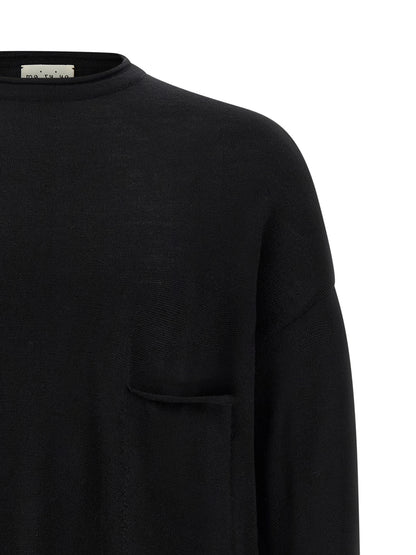 Cardigan by MA'RY'YA for men in modacrylic virgin wool black features a nuanced silhouette with a refined crew neckline and nuanced detailing for a sophisticated look.