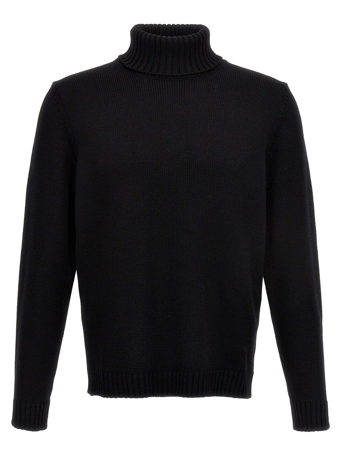 ZANONE Men's Turtleneck Virgin Wool Cardigan - Black