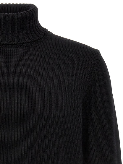 ZANONE Men's Turtleneck Virgin Wool Cardigan - Black