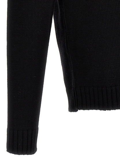 ZANONE Men's Turtleneck Virgin Wool Cardigan - Black