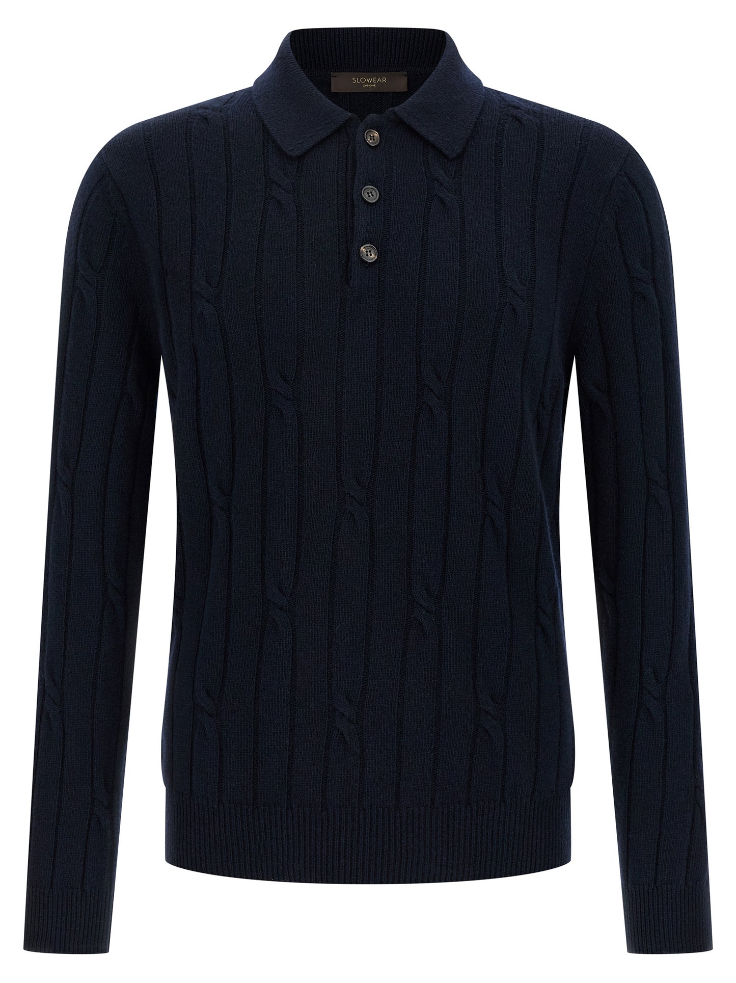 Polo Shirt by ZANONE for men in cashmere virgin wool blue presents a sleek silhouette, featuring a refined and for a sleek finish.
