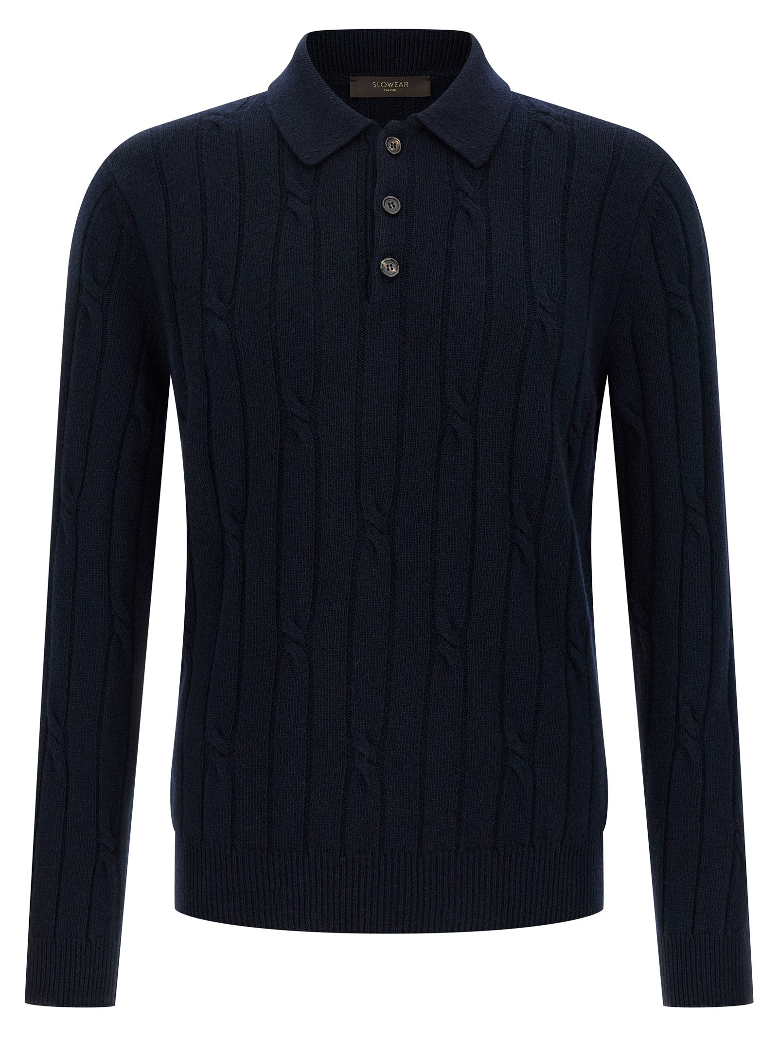 Polo Shirt by ZANONE for men in cashmere virgin wool blue presents a sleek silhouette, featuring a refined and for a sleek finish.