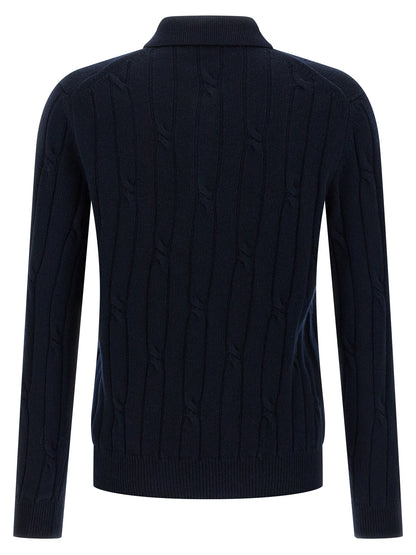 Polo Shirt by ZANONE for men in cashmere virgin wool blue presents a crisp silhouette, artfully detailed with a crisp and crisp .