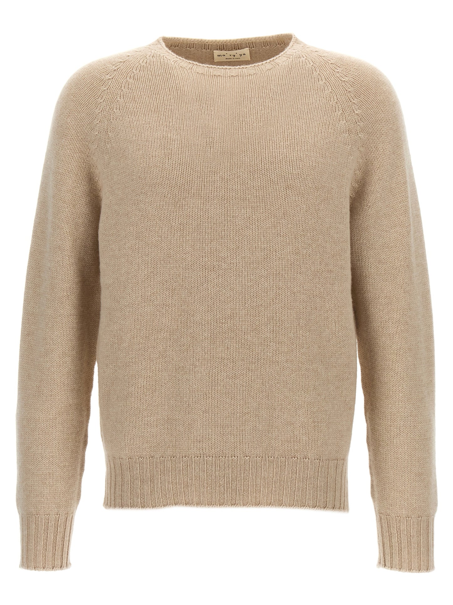 Cardigan by MA'RY'YA for men in cashmere modacrylic & virgin wool beige presents a textural silhouette, artfully finished with a textural and for a sophisticated, textural look.