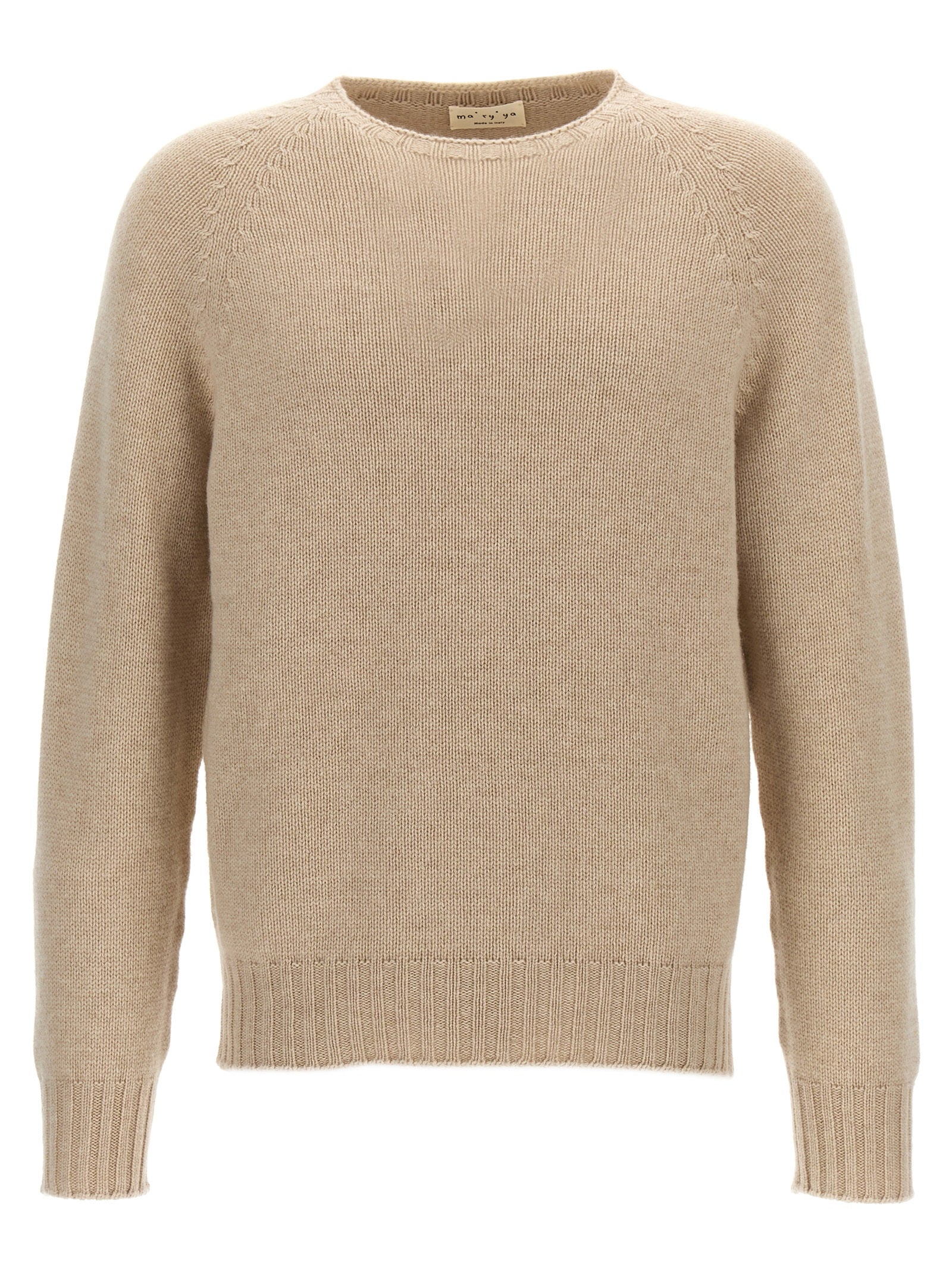 Cardigan by MA'RY'YA for men in cashmere modacrylic & virgin wool beige presents a textural silhouette, artfully finished with a textural and for a sophisticated, textural look.