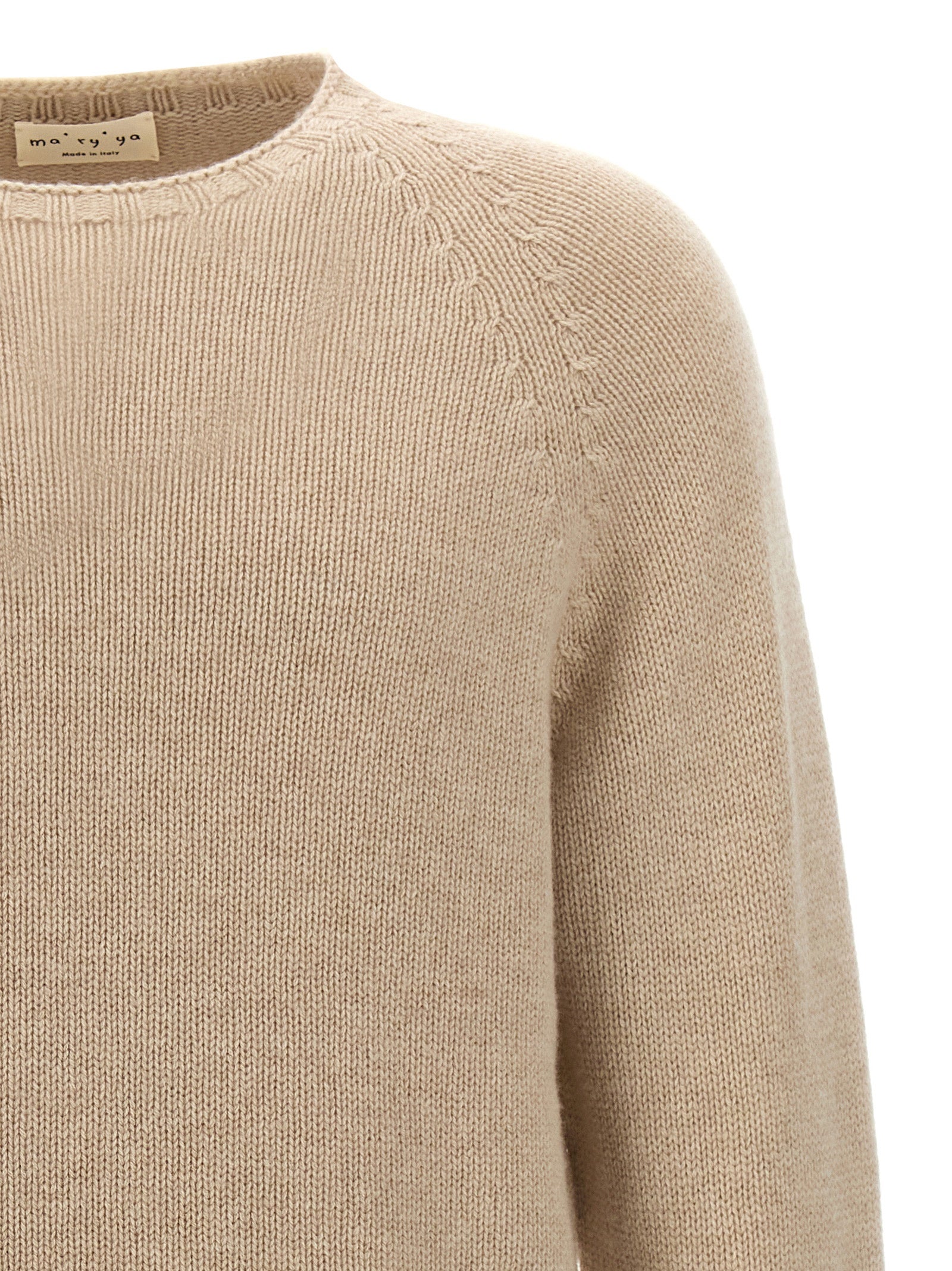 Cardigan by MA'RY'YA for men in cashmere modacrylic & virgin wool beige showcases a luxurious silhouette, meticulously detailed with a sophisticated and for a refined finish.