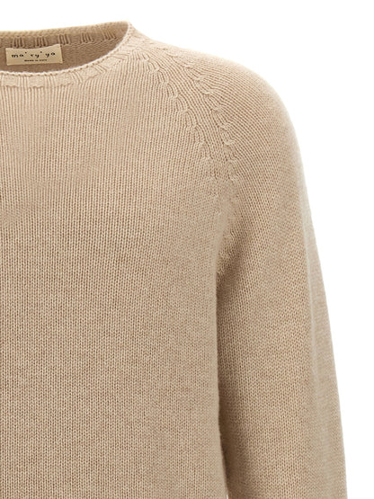 Cardigan by MA'RY'YA for men in cashmere modacrylic & virgin wool beige showcases a luxurious silhouette, meticulously detailed with a sophisticated and for a refined finish.