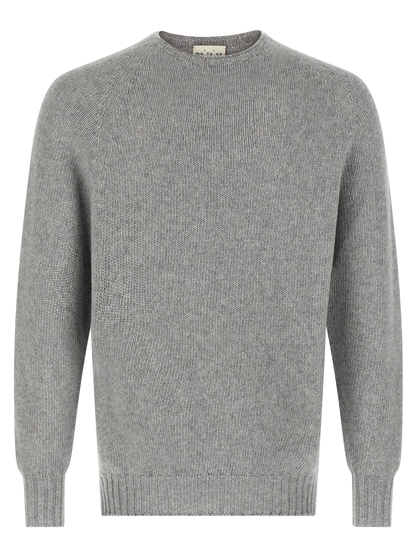 MA'RY'YA Men's Crew Neck Cashmere Modacrylic & VIrgin Wool Cardigan - Gray