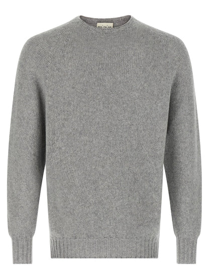 MA'RY'YA Men's Crew Neck Cashmere Modacrylic & VIrgin Wool Cardigan - Gray