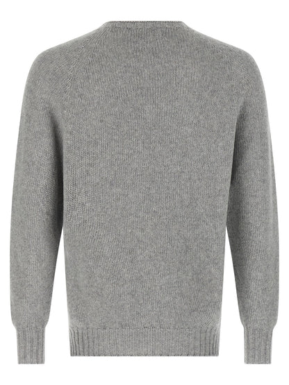 MA'RY'YA Men's Crew Neck Cashmere Modacrylic & VIrgin Wool Cardigan - Gray