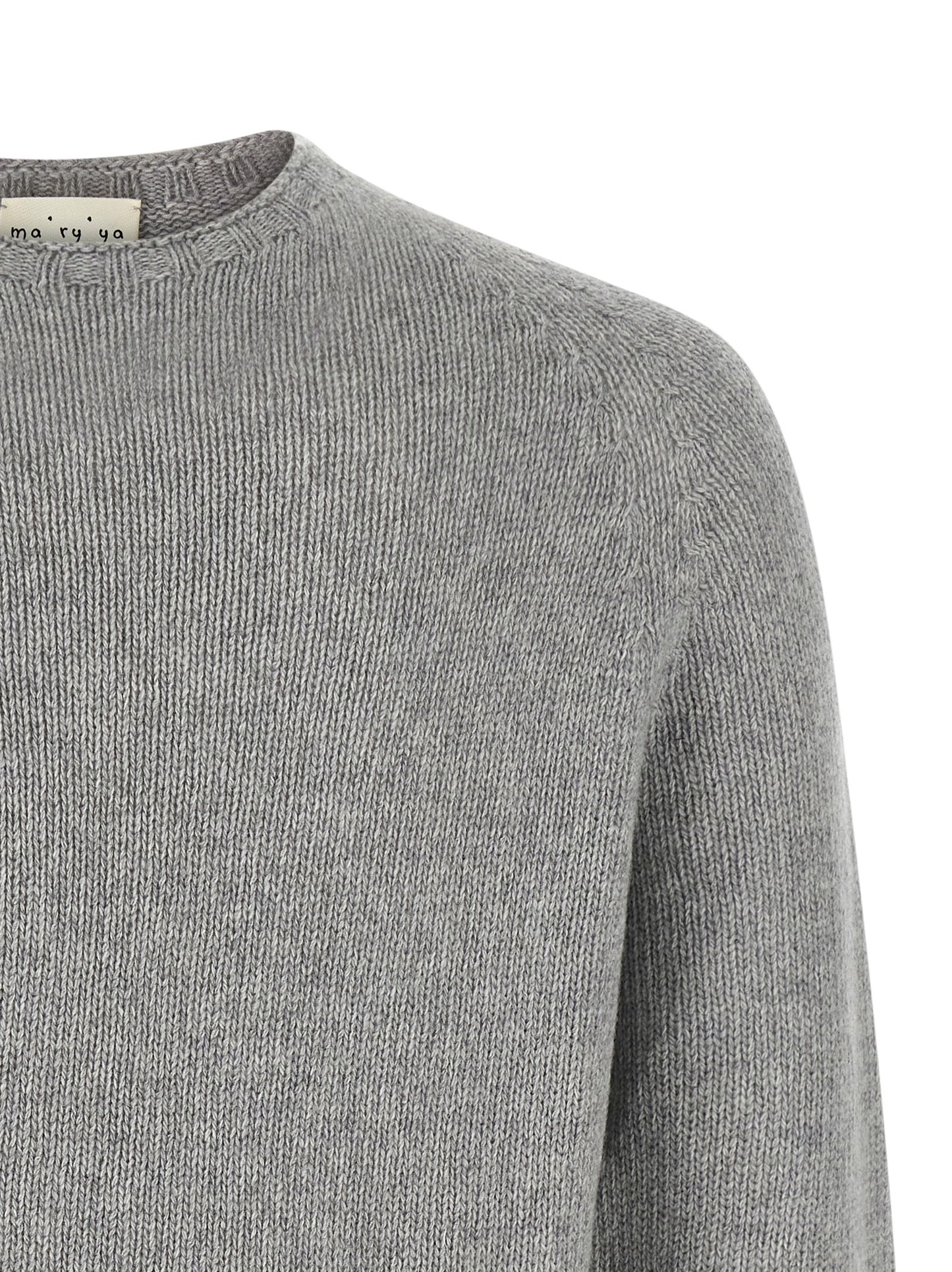 MA'RY'YA Men's Crew Neck Cashmere Modacrylic & VIrgin Wool Cardigan - Gray