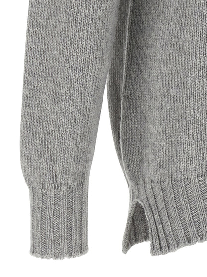 MA'RY'YA Men's Crew Neck Cashmere Modacrylic & VIrgin Wool Cardigan - Gray