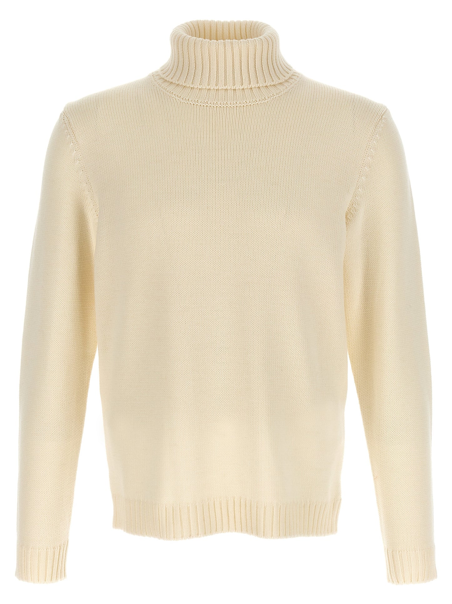 ZANONE Men's Turtleneck Virgin Wool Cardigan - White